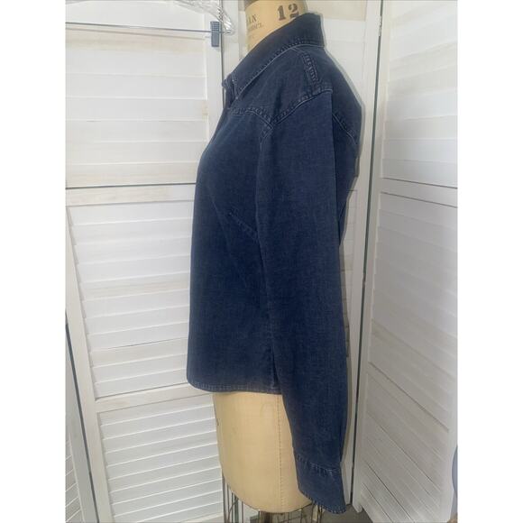 Black Faded Fersten Worldwide Ladies Denim Jacket Stretch Pearl Snaps Sz Large - Picture 4 of 8